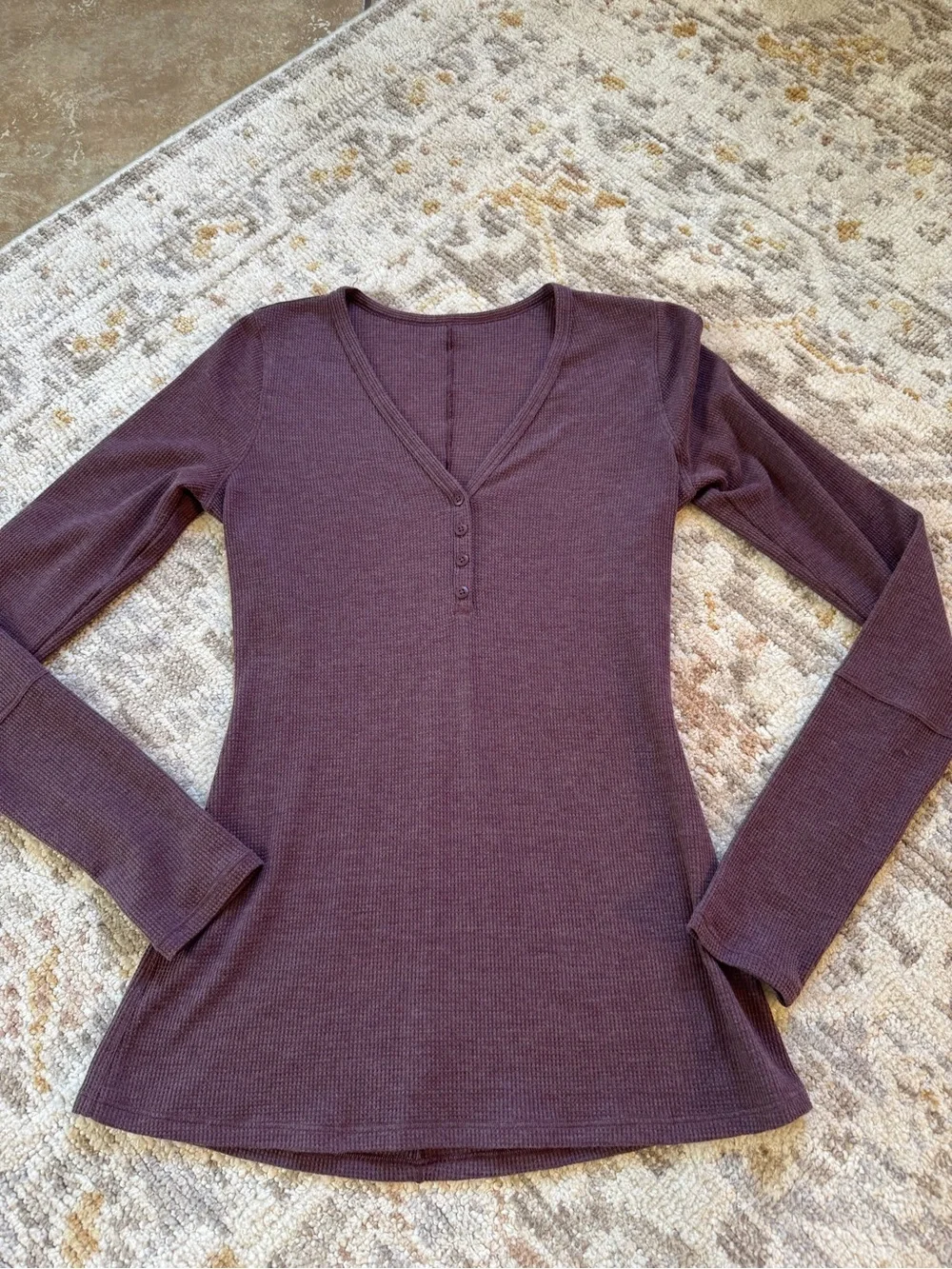 Lululemon Women’s Close Call Henley Long Sleeve Heathered Artic Plum